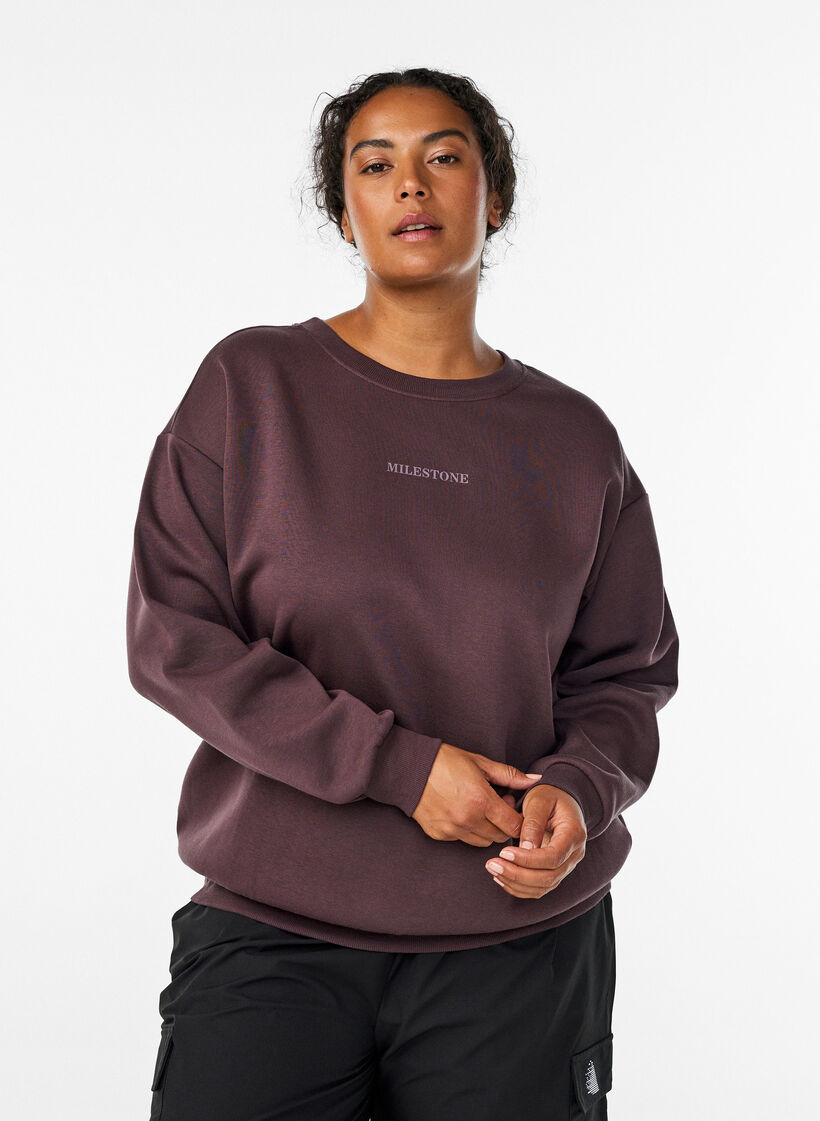 Sweatshirt with statement detail, Brown, Model