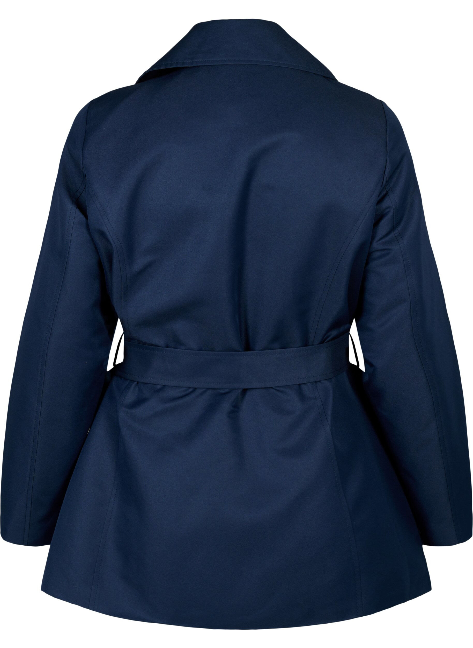 Zizzifashion Short trench coat with belt, Blue, Packshot image number 1