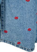 Loose denim shirt with embroidered lips, Light Blue Kiss, Packshot image number 3