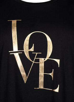 Cotton T-shirt with gold-colored text, Black w. Gold Love, Packshot image number 2
