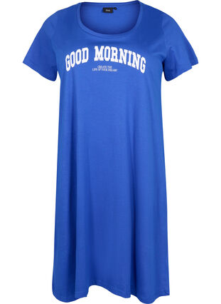 Cotton nightie with short sleeves, Dazzling Blue GOOD, Packshot image number 0