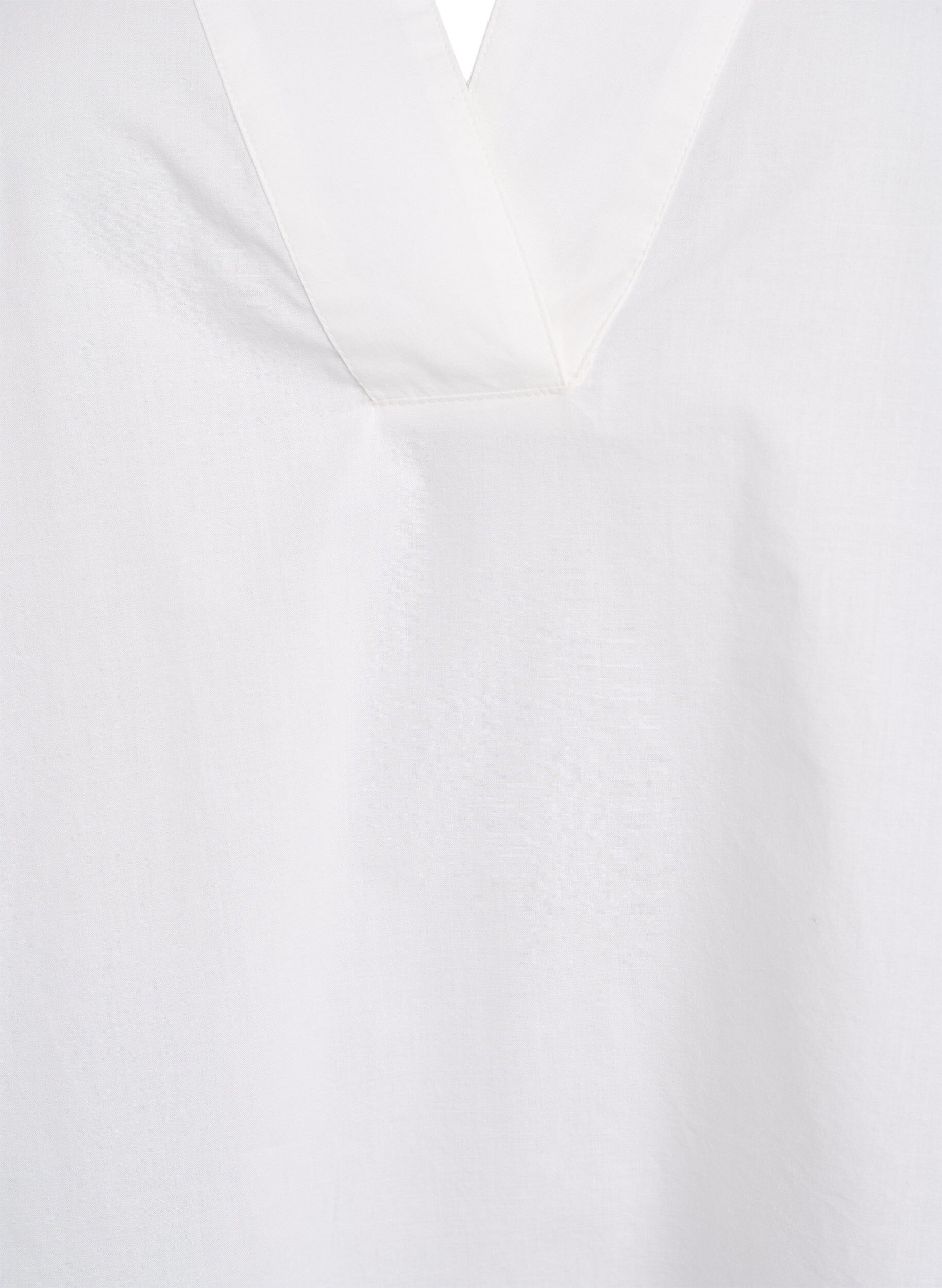 Zizzifashion Blouse with V-neck and broderie anglaise details, White, Packshot image number 2