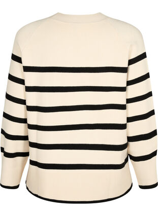 Viscose blend pullover with side slit	, Birch W/Black, Packshot image number 1