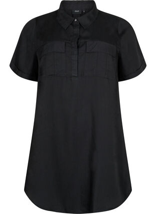 Short-sleeved tunic in lyocell (TENCEL™), Black, Packshot image number 0