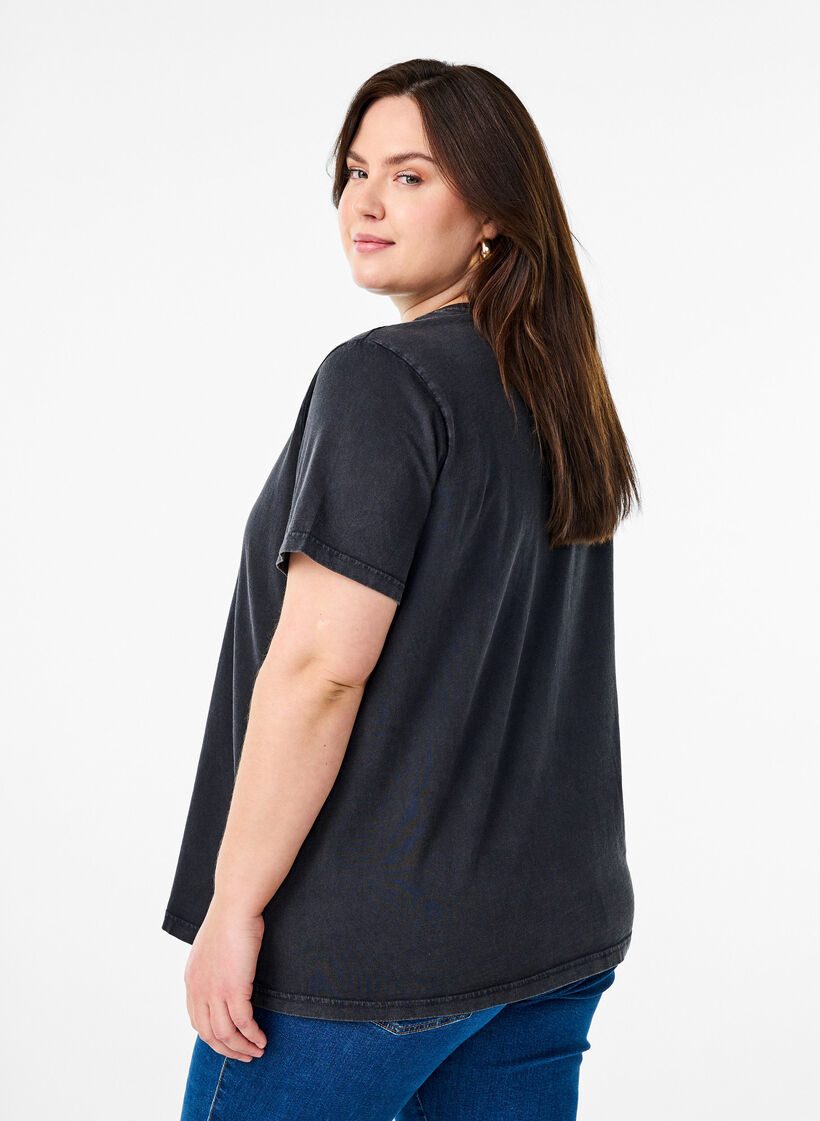 T-shirt in organic cotton with a cool print, Grey, Model image number 2