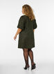 Jacquard dress with puff sleeves and A-line, Green, Model image number 2