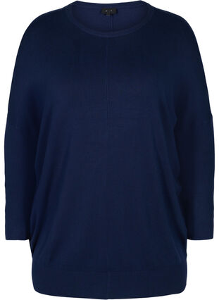 Knitted tunic in viscose blend, Navy Blazer, Packshot image number 0