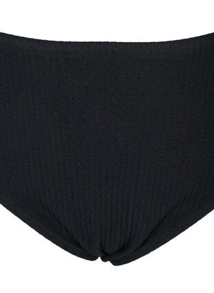 High-waisted crepe texture bikini bottom, Black, Packshot image number 2
