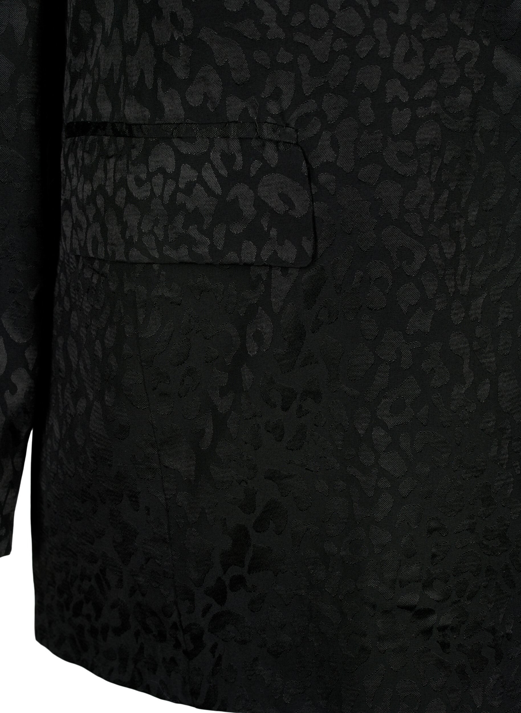 Zizzifashion Tone-on-tone jacquard blazer in viscose, Black, Packshot image number 3