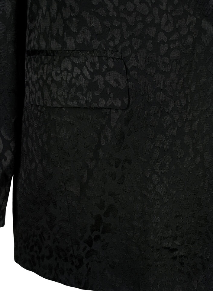 Tone-on-tone jacquard blazer in viscose, Black, Packshot image number 3
