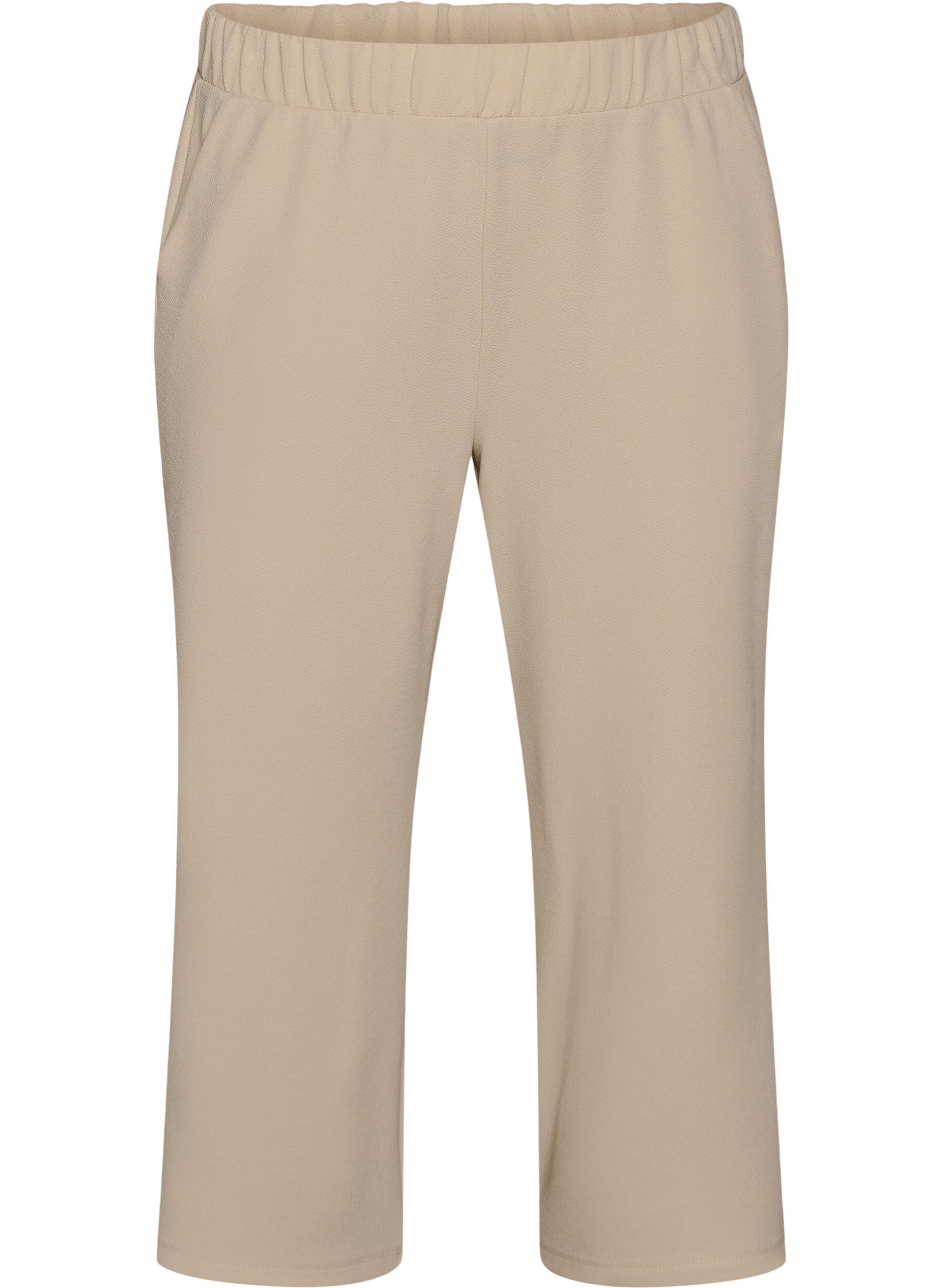 Zizzifashion Loose trousers with 7/8 length, Beige, Packshot image number 0