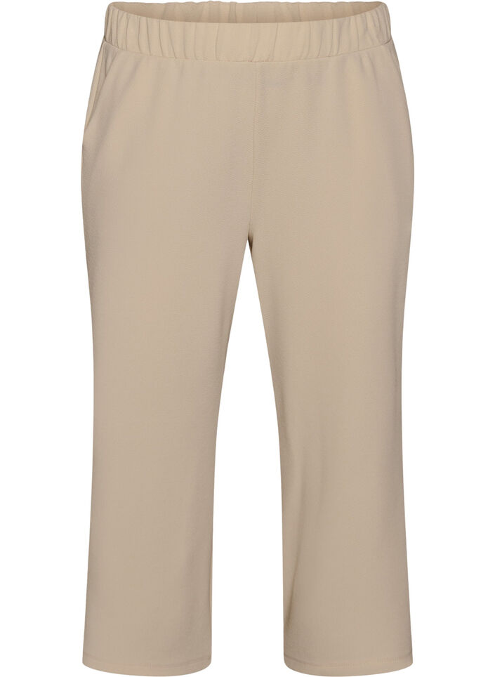 Loose trousers with 7/8 length, Beige, Packshot image number 0