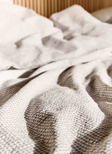 Cotton checkered bedding set, Grey/White Check, Image image number 1