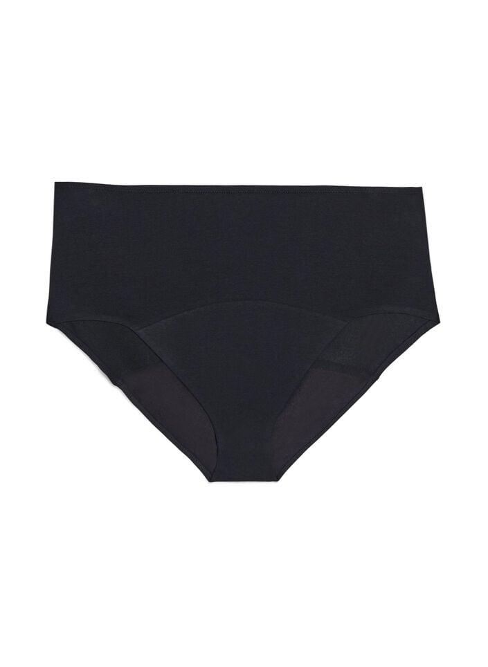 Period panties in cotton with high waist, Black, Packshot image number 0