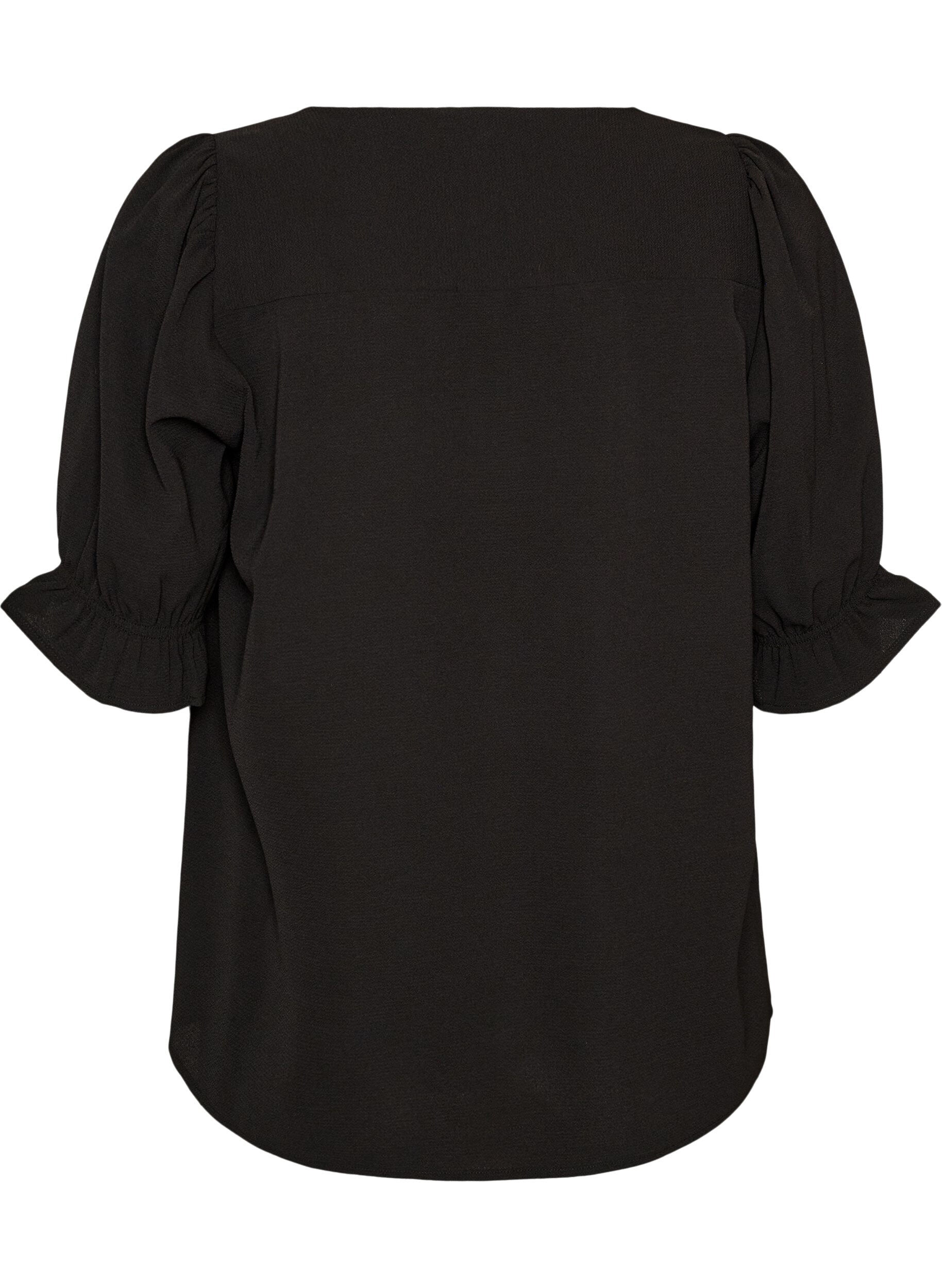 ZizzifashionShirt blouse with 1/2 sleeves, Black, Packshot image number 1