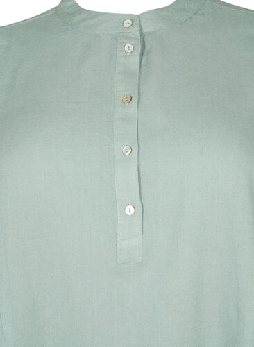 Viscose-Linen Mix Shirt Blouse with 3/4 Sleeves, Chinois Green, Packshot image number 2