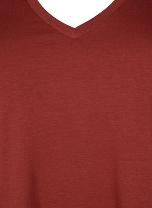 Short sleeve t-shirt with v-neckline, Fired Brick, Packshot image number 2