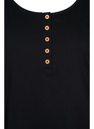Block coloured cotton top with elastic along the bottom, Black, Packshot image number 2