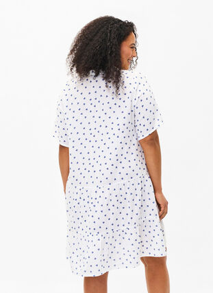 Cotton dress with heart print, Bright White Heart, Model image number 1