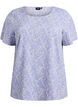 Short-sleeved blouse with texture, Blue, Packshot image number 0