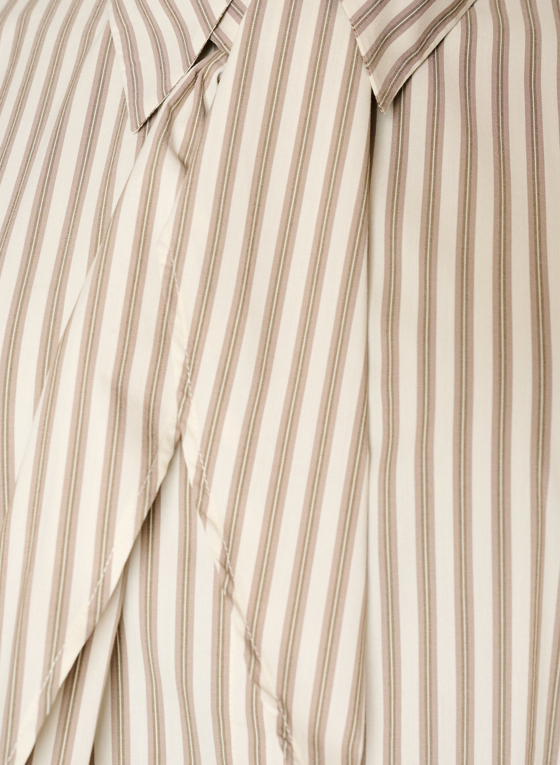 ZizzifashionStriped shirt with detachable neck tie, Beige, Packshot image number 2