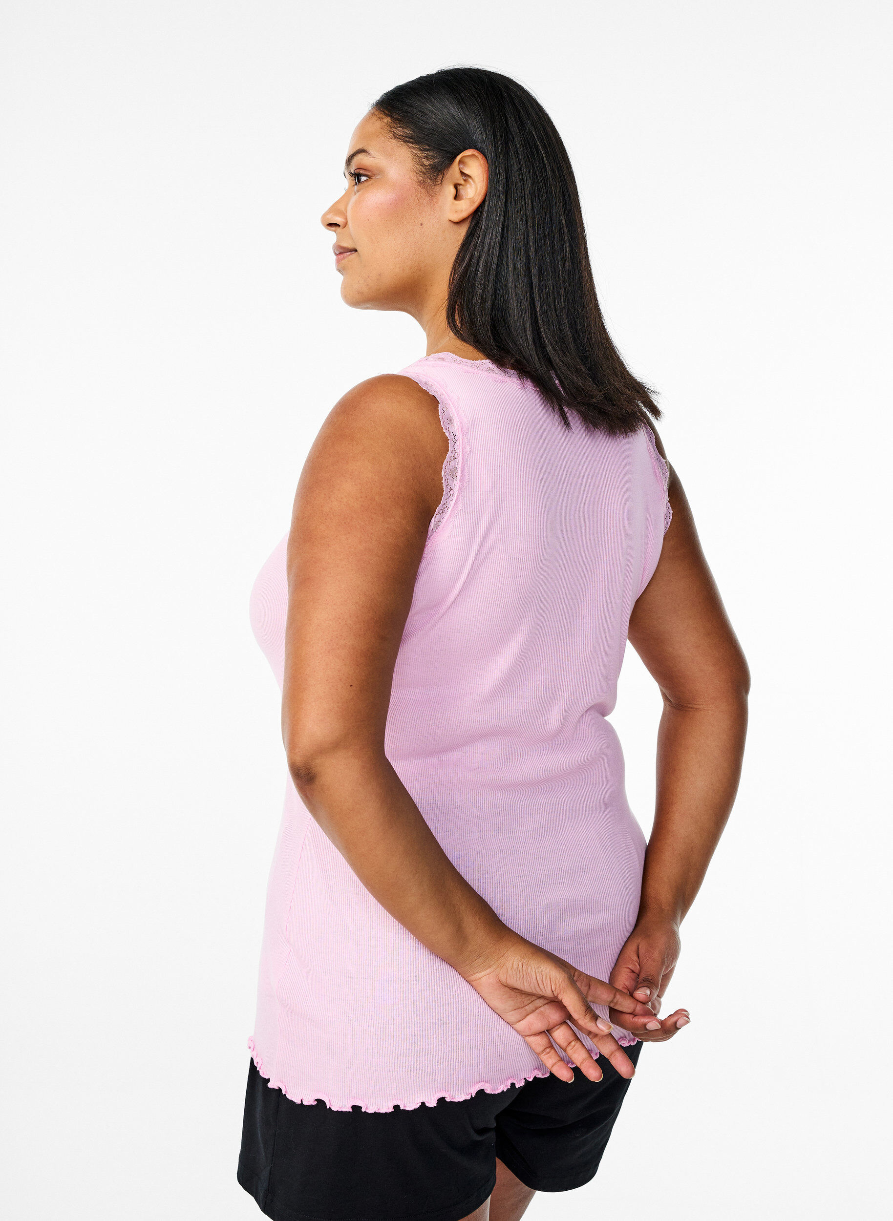 ZizzifashionTop with lace trim, Pink, Model image number 2