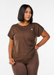 Solid-coloured workout T-shirt, Brown, Model image number 0