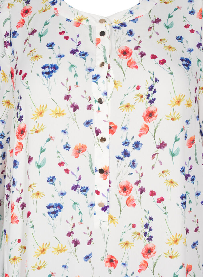 Floral midi dress with 3/4 sleeves, Blue, Packshot image number 2