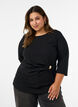 Blouse with asymmetric draping and 3/4 sleeves, Black, Model image number 0
