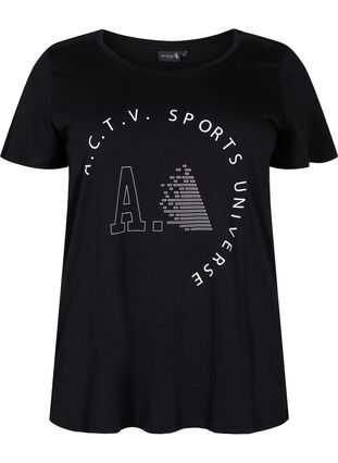 Sports t-shirt with print, Black A.C.T.V, Packshot image number 0