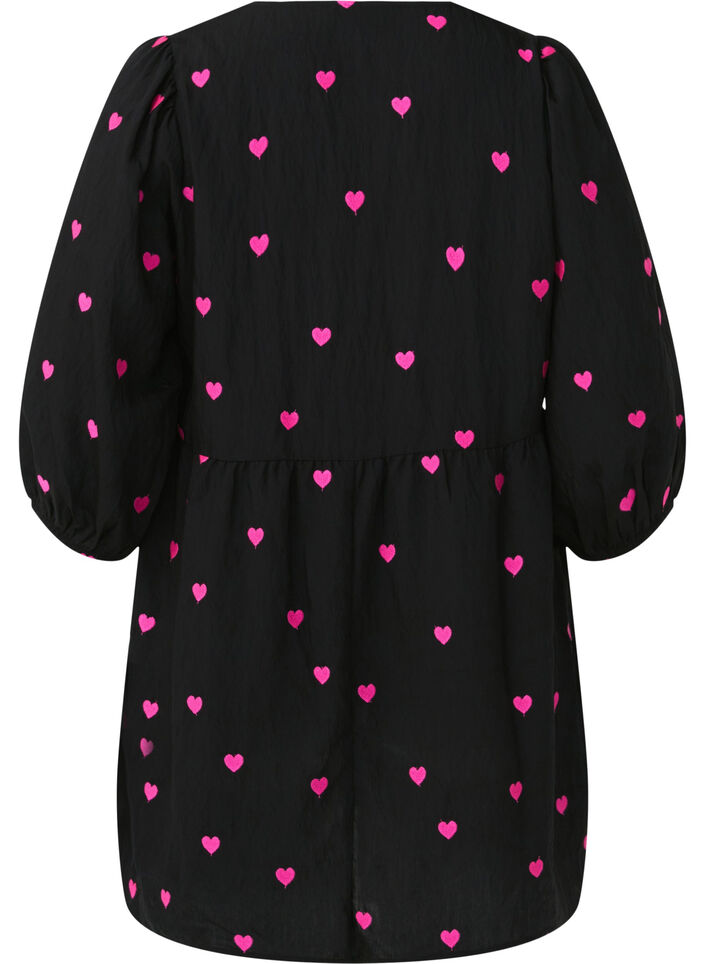 Tunic with hearts and 3/4 sleeves, Black Emb. Heart, Packshot image number 1