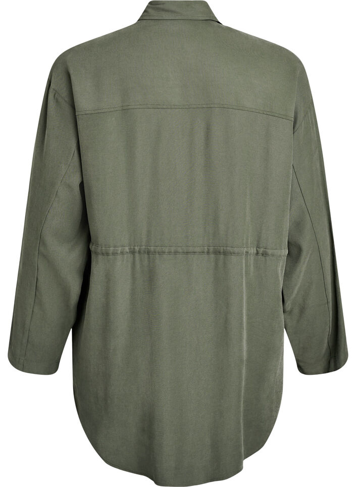 Tunic with chest pockets and adjustable waist, Green, Packshot image number 1