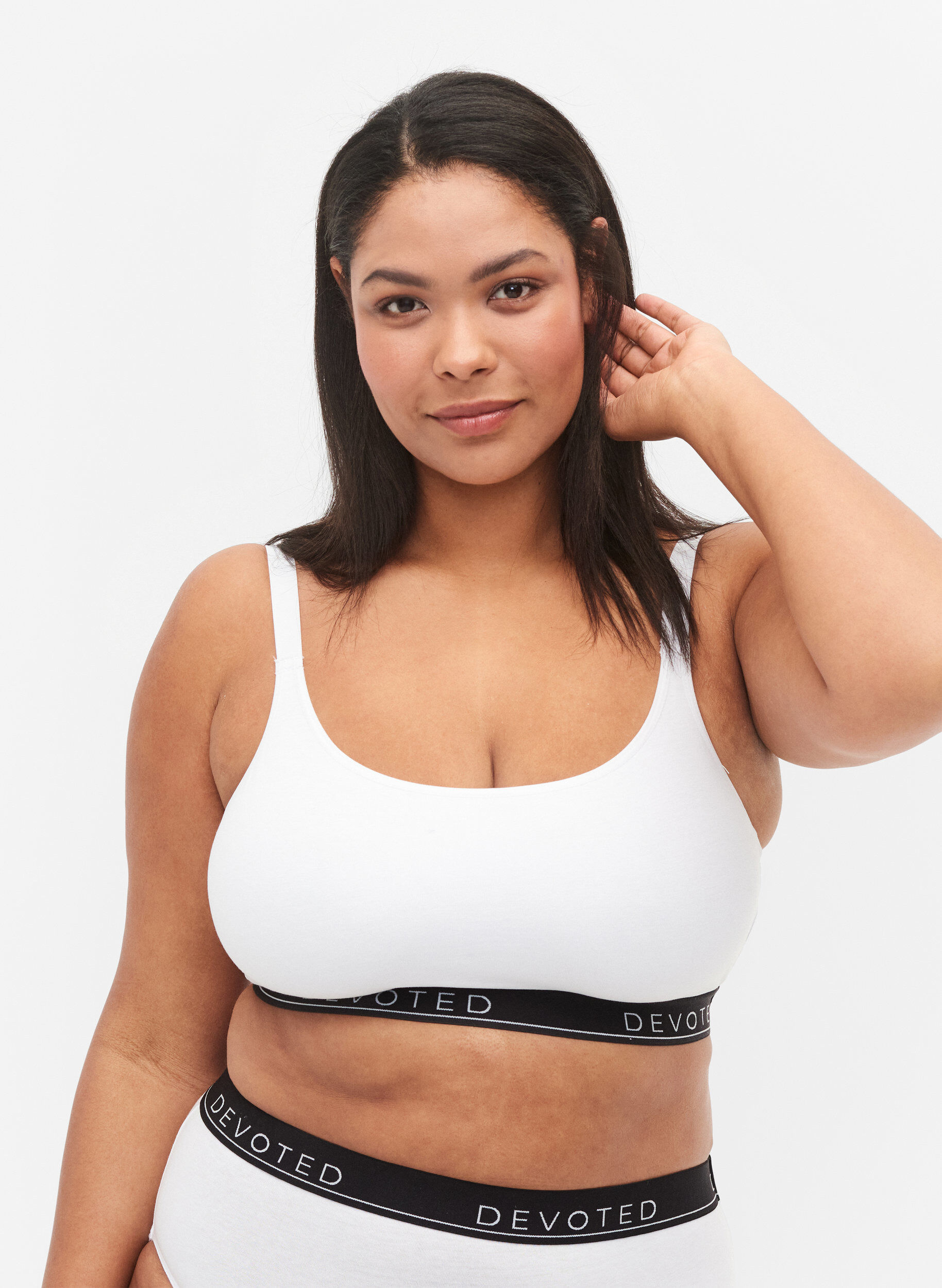 Zizzifashion Cotton bra with adjustable straps, White, Model image number 0