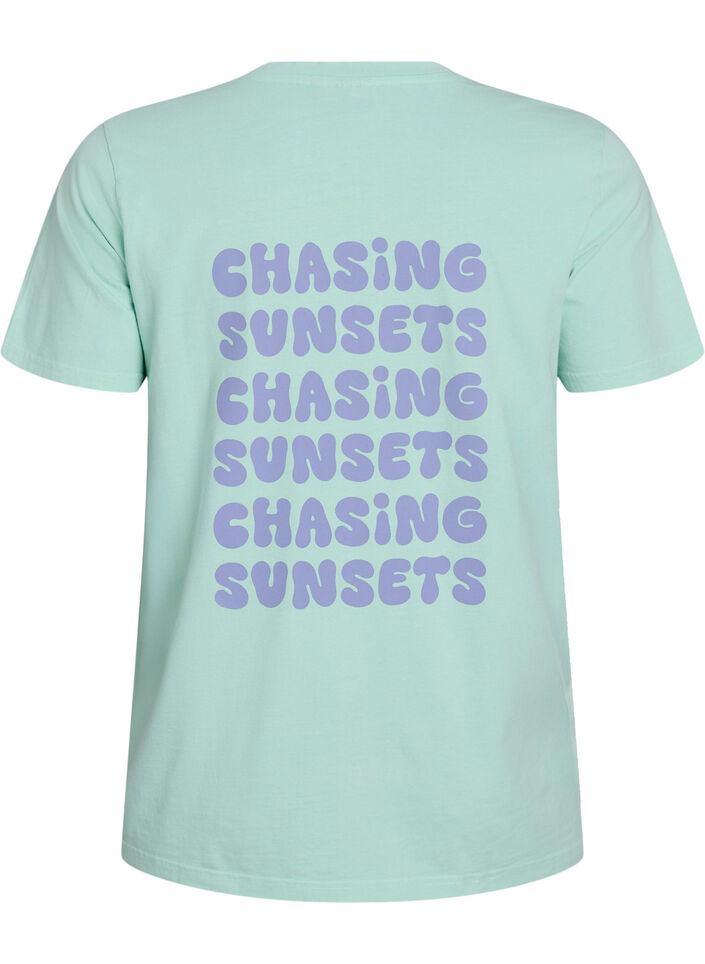 Organic cotton T-shirt with back print, Green, Packshot image number 1