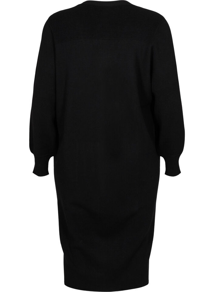 Long knitted cardigan with pockets, Black, Packshot image number 1