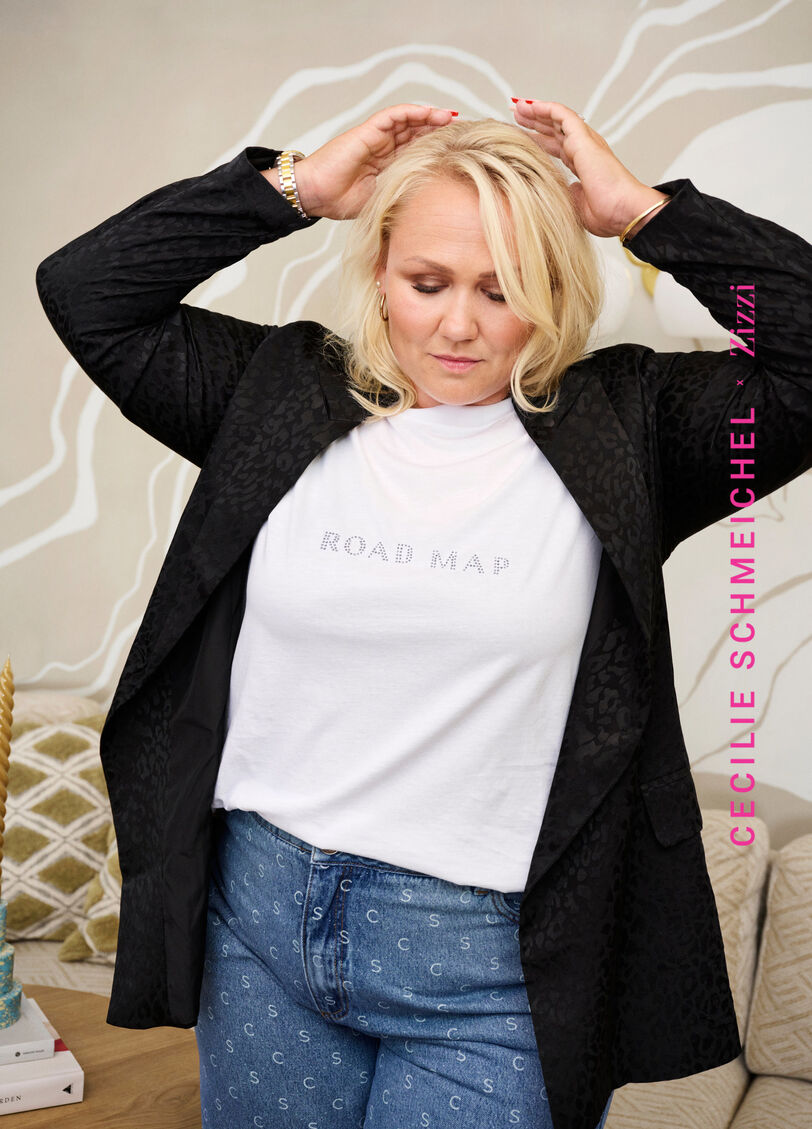 T-shirt in organic cotton with similistones, White, Image image number 0