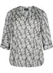 Printed blouse with 3/4 sleeves, Black White Leaf, Packshot image number 0