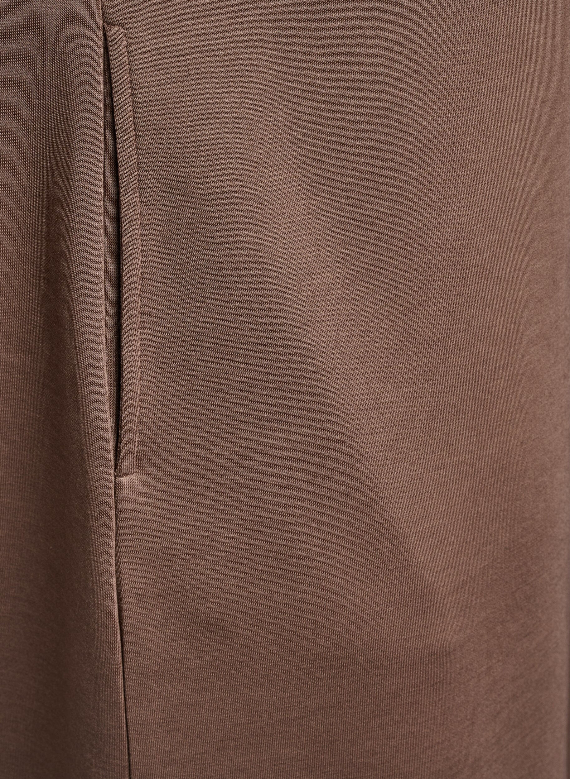 Zizzifashion Short sleeve sweat dress in modal mix, Brown, Packshot image number 3