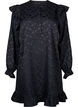 Jacquard dress with long sleeves and ruffle detail, Black, Packshot image number 0