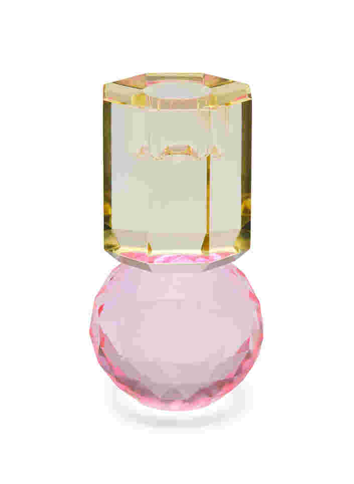 Crystal candle holder, Lysegul/Pink, Packshot