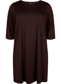 Plain dress with v neck and 3/4 sleeves