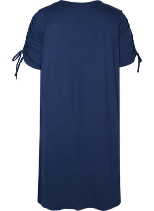 Short sleeved viscose dress with tie detail, Navy Blazer, Packshot image number 1