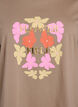 T-shirt with floral print detail, Beige, Packshot image number 2