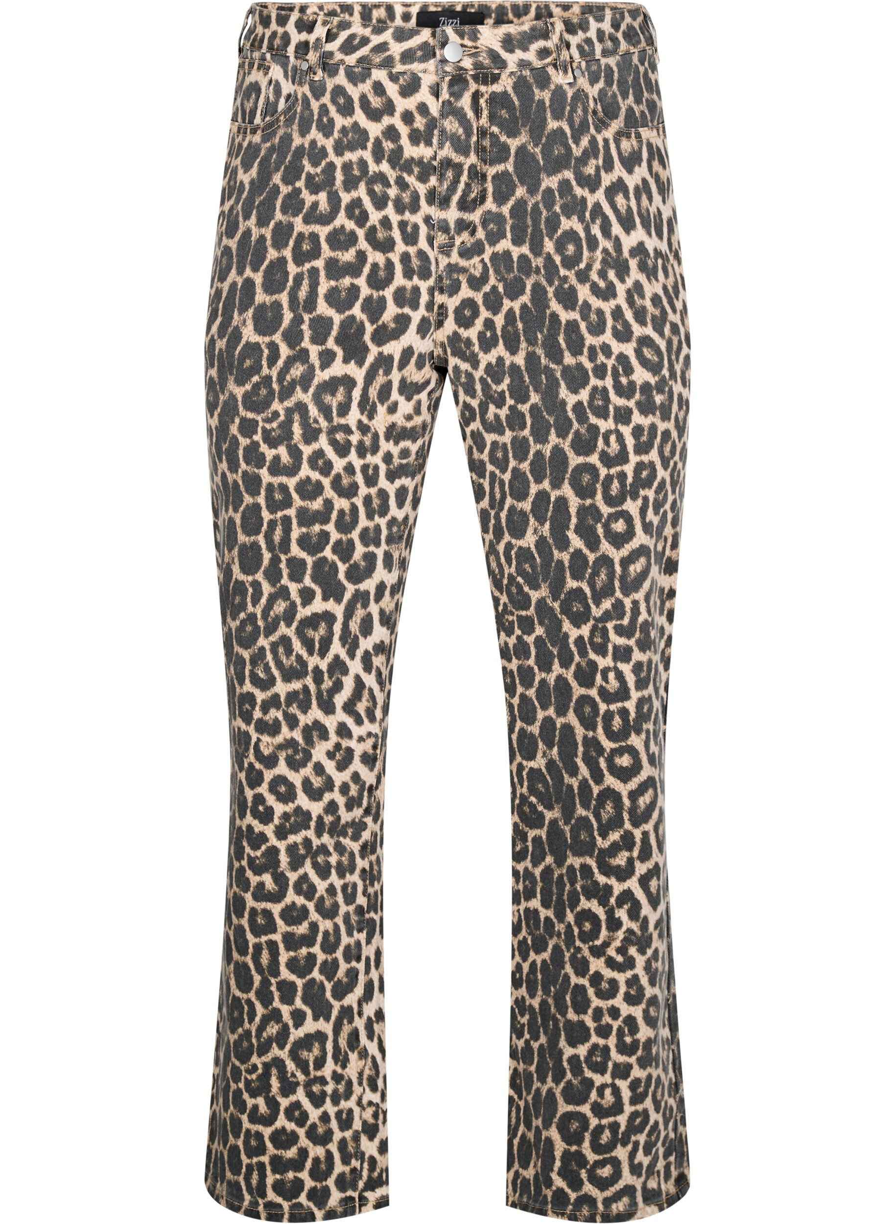 Regular fit jeans with leopard print