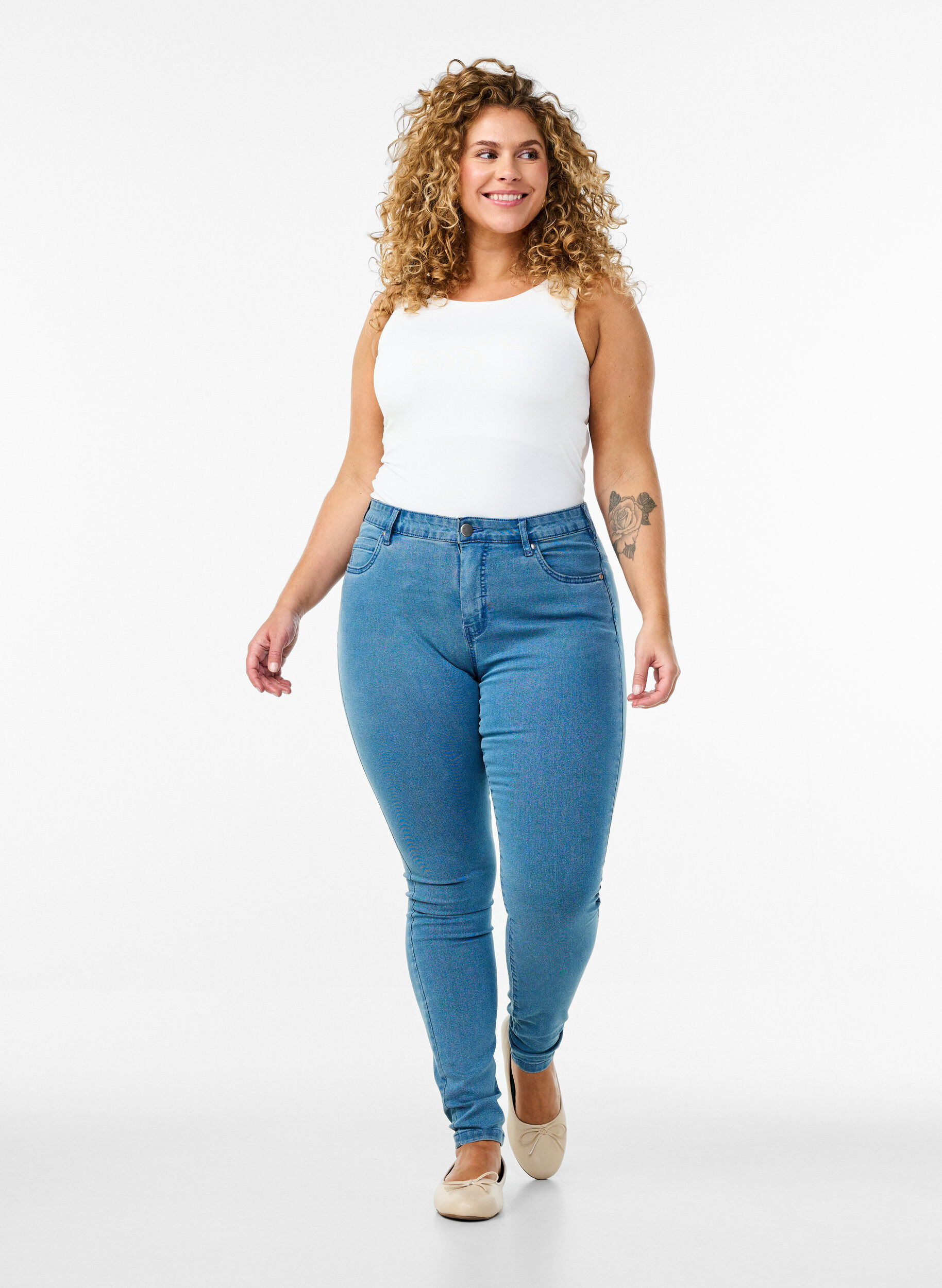 Zizzifashion High-waisted super slim Amy jeans , Light Blue, Model image number 0