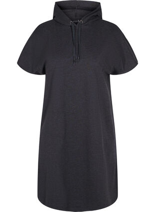 Hooded short-sleeved sweat dress, Black DGM ASS, Packshot image number 0