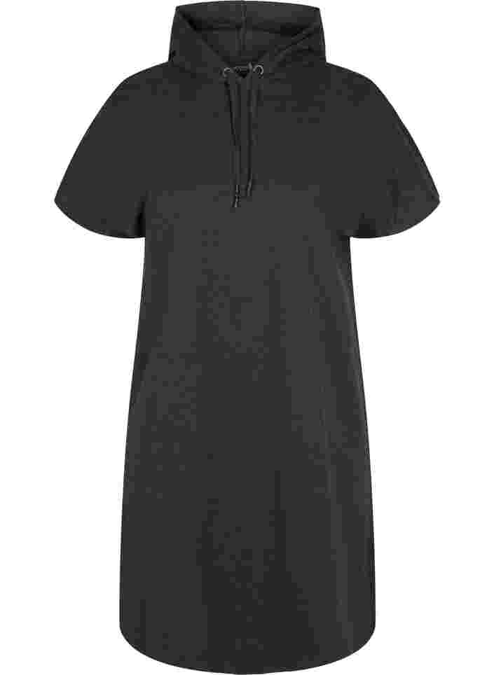 Hooded short-sleeved sweat dress, Black DGM ASS, Packshot image number 0