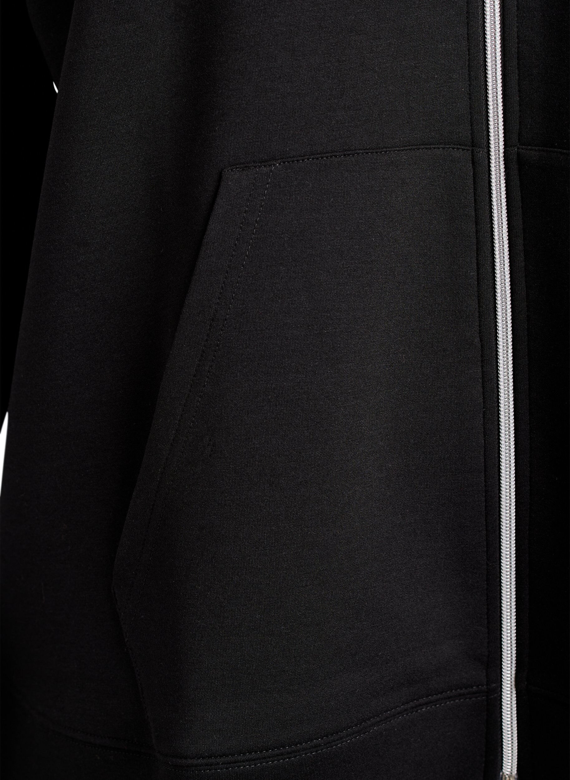 Zizzifashion Scuba hoodie with zip and pockets, Black, Packshot image number 3