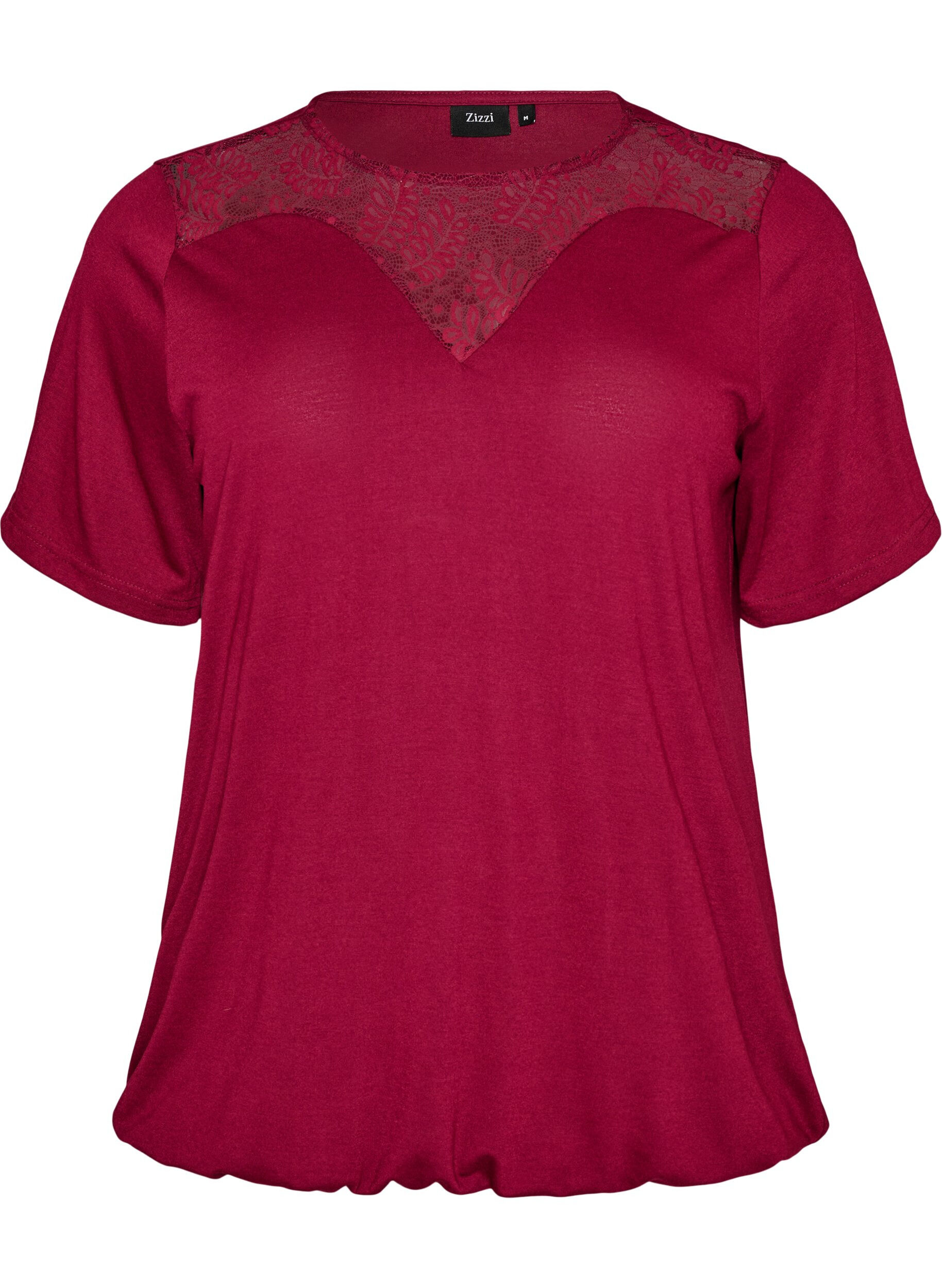 ZizzifashionBlouse with lace insert and balloon sleeves, Red, Packshot image number 0