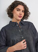 Denim shirt with glitter thread and 3/4 sleeves, Dark Grey, Model image number 3